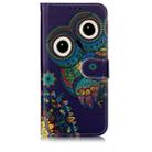 Oil Embossed Coloured Drawing Pattern Horizontal Flip PU Leather Case with Holder & Card Slots & Wallet & Photo Frame For OnePlus 7(Blue Owl) - 1