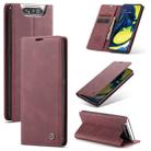 CaseMe-013 Multifunctional Horizontal Flip Leather Case with Card Slot & Holder for Galaxy A80 / A90(Red Wine) - 1
