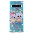 Cartoon Pattern Gold Foil Style Dropping Glue TPU Soft Protective Case for Galaxy S10+(Loving Owl) - 2