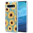 Cartoon Pattern Gold Foil Style Dropping Glue TPU Soft Protective Case for Galaxy S10+(Sunflower) - 1