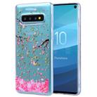 Cartoon Pattern Gold Foil Style Dropping Glue TPU Soft Protective Case for Galaxy S10+(Sakura) - 1