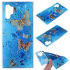 Cartoon Pattern Gold Foil Style Dropping Glue TPU Soft Protective Case for Galaxy Note 10 Pro(Blue Butterfly) - 1