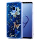 Cartoon Pattern Gold Foil Style Dropping Glue TPU Soft Protective Case for Galaxy S9(Blue Butterfly) - 1