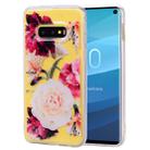 For Galaxy S10e Cartoon Pattern Gold Foil Style Dropping Glue TPU Soft Protective Case(Flower) - 1