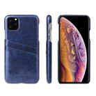 For iPhone 11 Pro Fierre Shann Retro Oil Wax Texture PU Leather Case with Card Slots (Blue) - 1