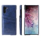 Fierre Shann Retro Oil Wax Texture PU Leather Case with Card Slots for Galaxy Note 10(Blue) - 1