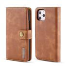 For iPhone 11 Pro DG.MING Crazy Horse Texture Flip Detachable Magnetic Leather Case with Holder & Card Slots & Wallet (Brown) - 1