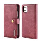 For iPhone 11 DG.MING Crazy Horse Texture Flip Detachable Magnetic Leather Case with Holder & Card Slots & Wallet (Red) - 1