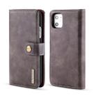 For iPhone 11 DG.MING Crazy Horse Texture Flip Detachable Magnetic Leather Case with Holder & Card Slots & Wallet (Grey) - 1