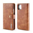 For iPhone 11 DG.MING Crazy Horse Texture Flip Detachable Magnetic Leather Case with Holder & Card Slots & Wallet (Brown) - 1