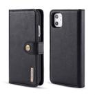 For iPhone 11 DG.MING Crazy Horse Texture Flip Detachable Magnetic Leather Case with Holder & Card Slots & Wallet (Black) - 1