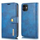 For iPhone 11 DG.MING Crazy Horse Texture Flip Detachable Magnetic Leather Case with Holder & Card Slots & Wallet (Blue) - 1