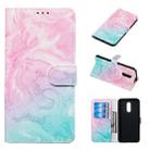 Colored Drawing Marble Pattern Horizontal Flip PU Leather Case with Holder & Card Slots & Wallet For LG Stylo 5(Pink Green) - 1