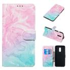 Colored Drawing Marble Pattern Horizontal Flip PU Leather Case with Holder & Card Slots & Wallet For OnePlus 7(Pink Green) - 1