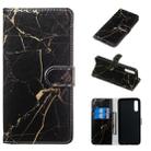 Colored Drawing Marble Pattern Horizontal Flip PU Leather Case with Holder & Card Slots & Wallet For Galaxy A50(Black Gold) - 1