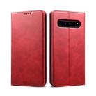 Suteni Calf Texture Horizontal Flip Leather Case with Holder & Card Slots & Wallet for Galaxy S10 5G(Red) - 1