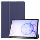 Custer Texture Horizontal Flip Leather Case with Three-folding Holder & Sleep / Wake-up Function for Galaxy Tab S6 T860 / T865(Dark Blue) - 1