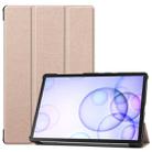Custer Texture Horizontal Flip Leather Case with Three-folding Holder & Sleep / Wake-up Function for Galaxy Tab S6 T860 / T865(Gold) - 1