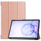 Custer Texture Horizontal Flip Leather Case with Three-folding Holder & Sleep / Wake-up Function for Galaxy Tab S6 T860 / T865(Rose Gold) - 1