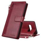 For Galaxy S10+ MERCURY GOOSPERY DETACHABLE DIARY Horizontal Flip Leather Case with Holder & Card Slots & Zipper & Wallet (Wine Red) - 1