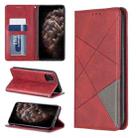 For iPhone 11 Pro Max Rhombus Texture Horizontal Flip Magnetic Leather Case with Holder & Card Slots & Wallet (Red) - 1