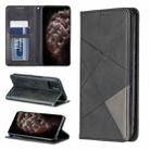 For iPhone 11 Pro Max Rhombus Texture Horizontal Flip Magnetic Leather Case with Holder & Card Slots & Wallet (Black) - 1