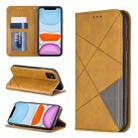 For iPhone 11 Rhombus Texture Horizontal Flip Magnetic Leather Case with Holder & Card Slots & Wallet (Yellow) - 1