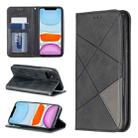 For iPhone 11 Rhombus Texture Horizontal Flip Magnetic Leather Case with Holder & Card Slots & Wallet (Black) - 1