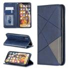 For iPhone X / XS Rhombus Texture Horizontal Flip Magnetic Leather Case with Holder & Card Slots & Wallet(Blue) - 1