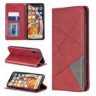 For iPhone XS Max Rhombus Texture Horizontal Flip Magnetic Leather Case with Holder & Card Slots & Wallet(Red) - 1