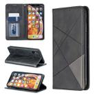 For iPhone XS Max Rhombus Texture Horizontal Flip Magnetic Leather Case with Holder & Card Slots & Wallet(Black) - 1