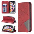 For iPhone XR Rhombus Texture Horizontal Flip Magnetic Leather Case with Holder & Card Slots & Wallet(Red) - 1