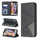 For iPhone XR Rhombus Texture Horizontal Flip Magnetic Leather Case with Holder & Card Slots & Wallet(Black) - 1