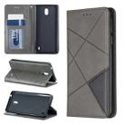 Rhombus Texture Horizontal Flip Magnetic Leather Case with Holder & Card Slots & Wallet For Nokia 1 Plus(Grey) - 1