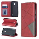 Rhombus Texture Horizontal Flip Magnetic Leather Case with Holder & Card Slots & Wallet For Nokia 2.2(Red) - 1