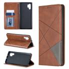 Rhombus Texture Horizontal Flip Magnetic Leather Case with Holder & Card Slots & Wallet For Galaxy Note10+(Brown) - 1
