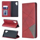 Rhombus Texture Horizontal Flip Magnetic Leather Case with Holder & Card Slots & Wallet For Galaxy Note10+(Red) - 1