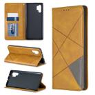 Rhombus Texture Horizontal Flip Magnetic Leather Case with Holder & Card Slots & Wallet For Galaxy Note10+(Yellow) - 1