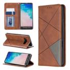 Rhombus Texture Horizontal Flip Magnetic Leather Case with Holder & Card Slots & Wallet For Galaxy S10(Brown) - 1