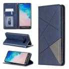 Rhombus Texture Horizontal Flip Magnetic Leather Case with Holder & Card Slots & Wallet For Galaxy S10(Blue) - 1