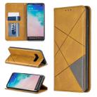 Rhombus Texture Horizontal Flip Magnetic Leather Case with Holder & Card Slots & Wallet For Galaxy S10+(Yellow) - 1