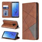 Rhombus Texture Horizontal Flip Magnetic Leather Case with Holder & Card Slots & Wallet For Galaxy S9(Brown) - 1