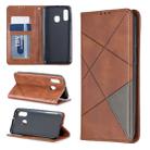 Rhombus Texture Horizontal Flip Magnetic Leather Case with Holder & Card Slots & Wallet For Galaxy A40(Brown) - 1