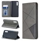Rhombus Texture Horizontal Flip Magnetic Leather Case with Holder & Card Slots For Galaxy A50(Grey) - 1