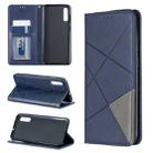 Rhombus Texture Horizontal Flip Magnetic Leather Case with Holder & Card Slots For Galaxy A50(Blue) - 1