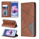 Rhombus Texture Horizontal Flip Magnetic Leather Case with Holder & Card Slots For Huawei P Smart (Enjoy 7S)(Brown) - 1