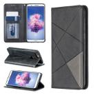 Rhombus Texture Horizontal Flip Magnetic Leather Case with Holder & Card Slots For Huawei P Smart (Enjoy 7S)(Black) - 1