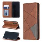 Rhombus Texture Horizontal Flip Magnetic Leather Case with Holder & Card Slots For Huawei P30(Brown) - 1