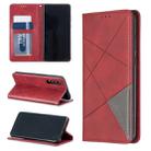 Rhombus Texture Horizontal Flip Magnetic Leather Case with Holder & Card Slots For Huawei P30(Red) - 1