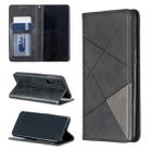Rhombus Texture Horizontal Flip Magnetic Leather Case with Holder & Card Slots For Huawei P30(Black) - 1